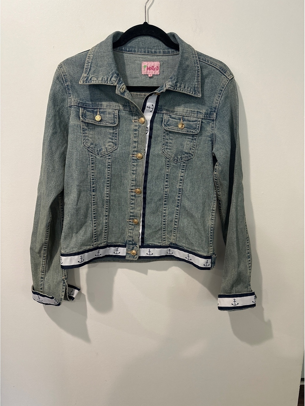 VTG Molly B Jean Jacket with Anchor Edging- Nautical, Beach, Summer, Preppy